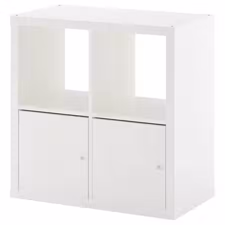 KALLAX Стеллаж с дверцами - глянцевый/белый 77x77 см