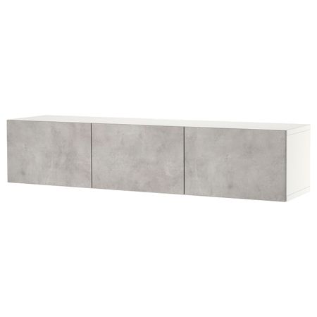 Тумба под ТВ, с дверцами, белый/КЭЛЛЬВИКЕН светло-серый 180x42x38 см IKEA BESTÅ БЕСТО 894.328.40