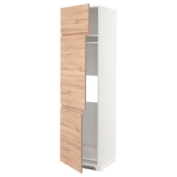 Высокий шкаф для/холод/мороз/3 дверцы, белый/Воксторп под дуб 60x60x220 см IKEA METOD МЕТОД 694.142.29 - схема-чертеж с размерами