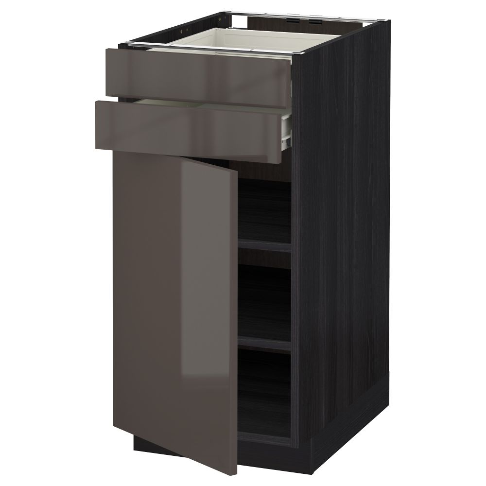 Напольный шкаф с дверцей, 2 ящиками МЕТОД / ФОРВАРА, черный, Рингульт серый - схема-чертеж с размерами