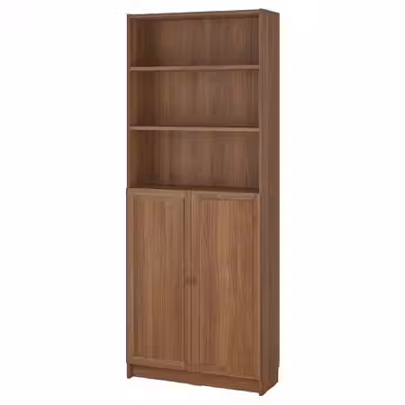 BILLY / OXBERG Стеллаж с дверьми - коричневый под грецкий орех 80x30x202 см