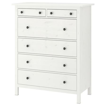 HEMNES Комод с 6 ящиками - белая морилка 108x131 см
