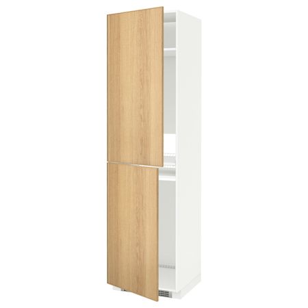 Высокий шкаф для холодильник/мороз, белый/Экестад дуб 60x60x220 см IKEA METOD МЕТОД 392.255.98