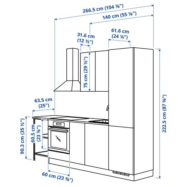 Кухня, белый, серый каркас, 266.5x63.5x222.5 см IKEA BEGIVENHET БЕГИВЕНХЕТ 494.374.01 - фото 4