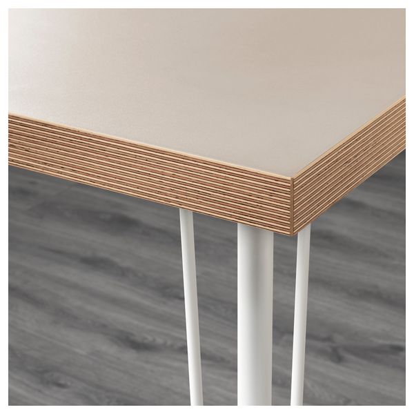 Стол ЛИННМОН / КРИЛЛЕ, бежевый, белый (120x60 см) - схема-чертеж с размерами