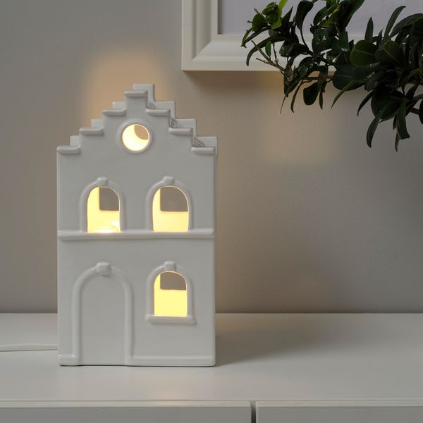 Настольное украшение, электр, домик белый IKEA STRÅLA СТРОЛА 704.766.45 - фото 1