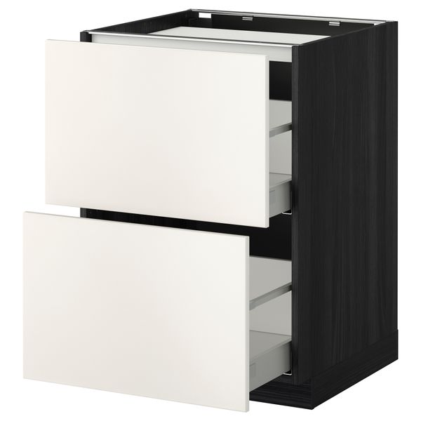 Напольный шкаф, 2 фронтальных панели, 3 ящика МЕТОД / МАКСИМЕРА, черный, Веддинге серый - фото 1