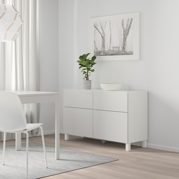 Комбинация для хранения с дверцами/ящ, белый/Лаппвикен светло-серый 120x40x74 см IKEA БЕСТО 392.492.31 - фото 2