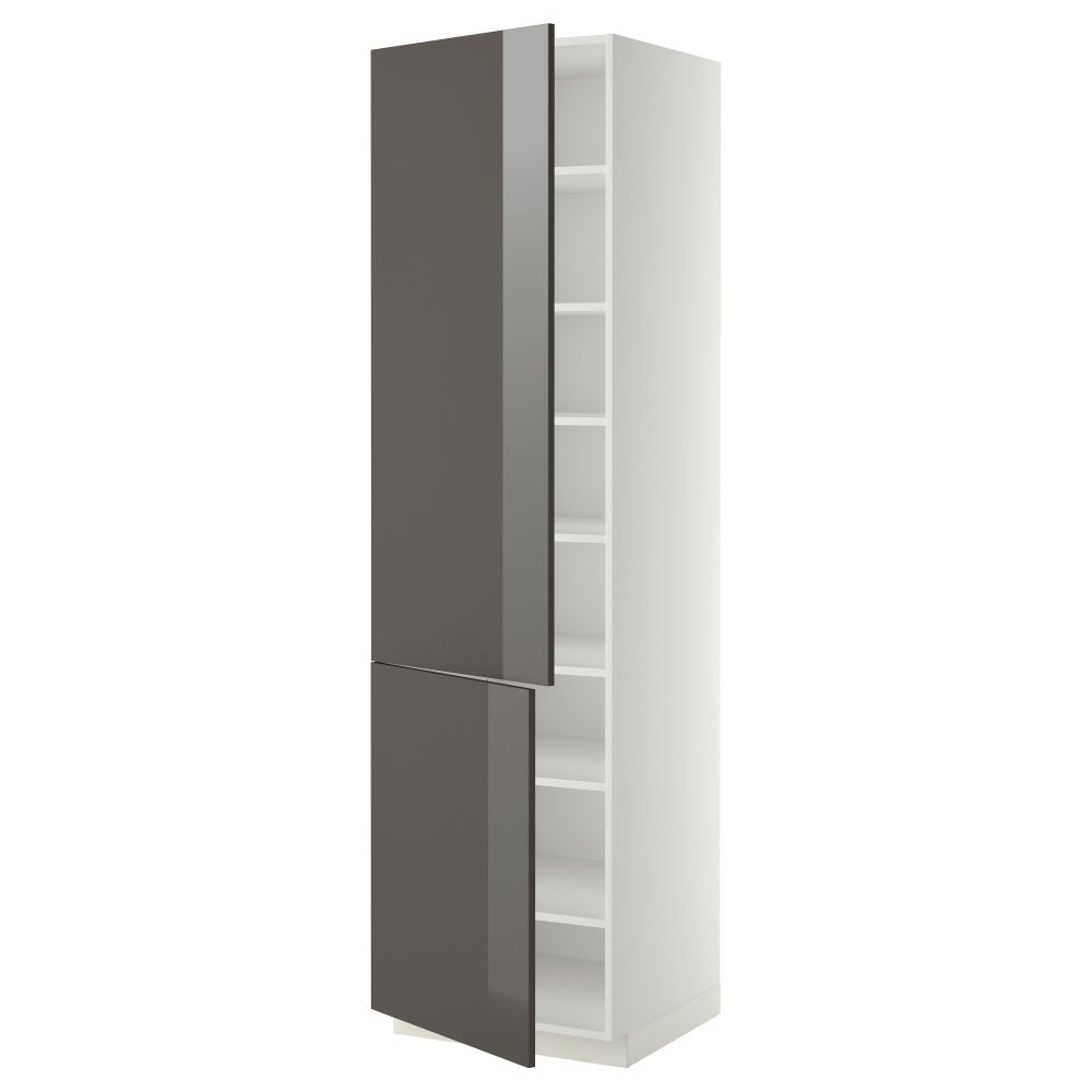 Высокий шкаф с полками, 2 дверцы МЕТОД, белый, Рингульт серый - схема-чертеж с размерами