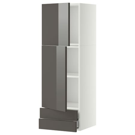 Навесной шкаф, 2 дверцы, 2 ящика МЕТОД / МАКСИМЕРА, белый, Рингульт серый
