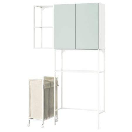 Комбинация для хранения, белый, бледный серо-зеленый, 120x32x204 см IKEA BEGIVENHET БЕГИВЕНХЕТ 695.480.97