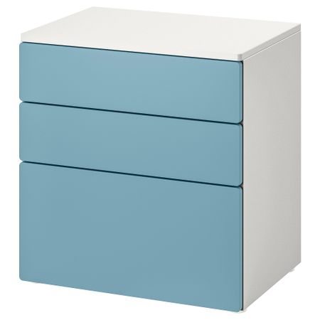Комод с 3 ящиками, белый, синий, 60x42x63 см IKEA PLATSA ПЛАТСАA ПЛАТСА, SMÅSTAD СМОСТАД 295.438.22