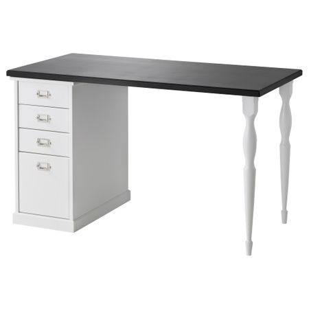 Стол с ящиками КЛИМПЕН / НИПЕН, черный, белый (120x60 см)