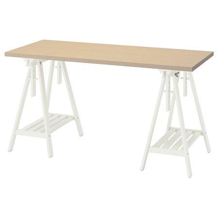 Письменный стол, береза/белый 140x60 см IKEA MÅLSKYTT МОЛСКЮТТ / MITTBACK МИТТБАКК 394.177.95