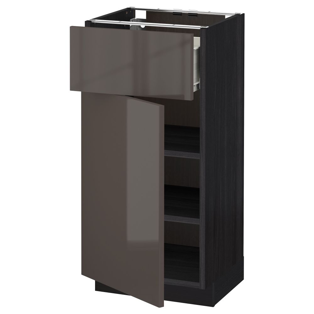 Напольный шкаф с ящиком, дверью МЕТОД / ФОРВАРА, черный, Рингульт серый - схема-чертеж с размерами