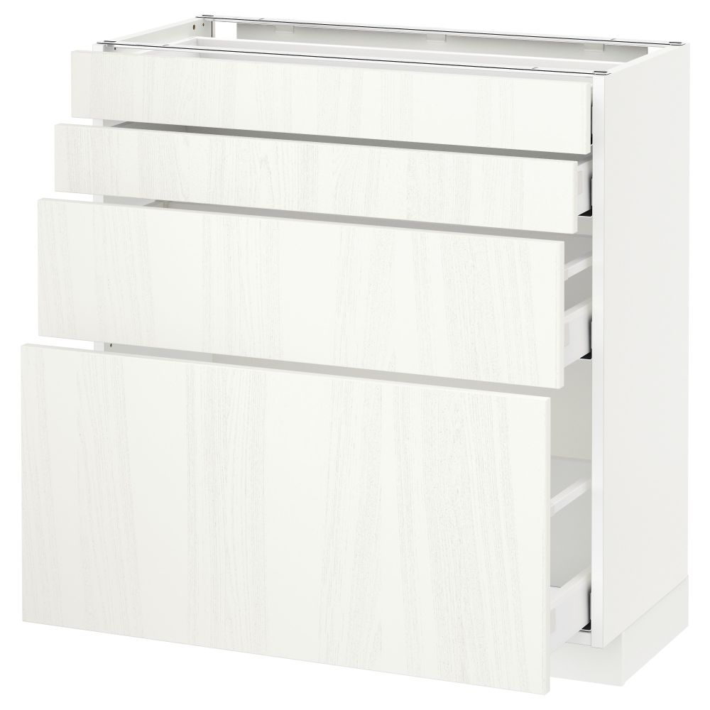 Напольный шкаф 4 фронтальных панели, 4 ящика МЕТОД / МАКСИМЕРА, белый, Росдаль белый - схема-чертеж с размерами