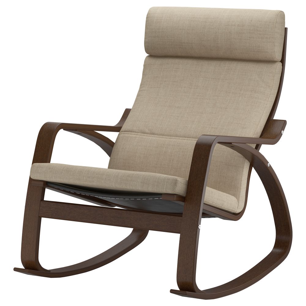 Кресло-качалка ПОЭНГ, коричневый, Исунда бежевый - фото 1