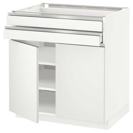 Напольный шкаф, 2 дверцы, 2 ящика МЕТОД / МАКСИМЕРА, белый, Нодста белый