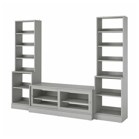 Шкаф для ТВ, комбинация, серый 282x47x212 см IKEA HAVSTA ХАВСТА 693.861.89