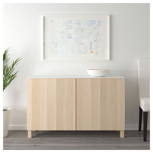 Комбинация для хранения с дверцами БЕСТО, под беленый дуб, Лаппвикен под беленый дуб (120x42x74 см) - схема-чертеж с размерами