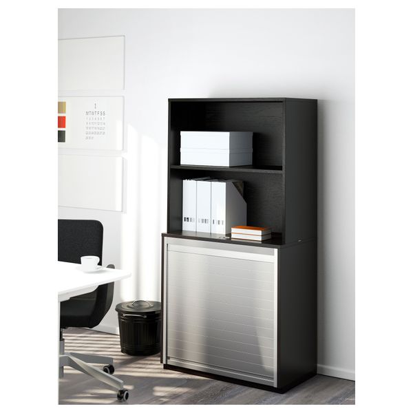 Комбинация для хранения с дверцей-шторой ГАЛАНТ, черно-коричневый черно-коричневый (80x160 см) - схема-чертеж с размерами