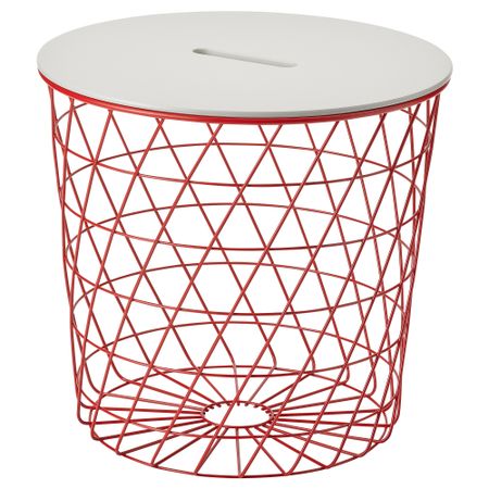 Столик с отделениями для хранения, 44 см, красный, светло-серый IKEA KVISTBRO КВИСТБРУ 905.253.86