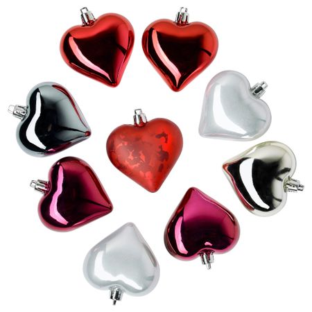 Украшение подвесное ВИНТЕР 2016, сердце красный, серебристый