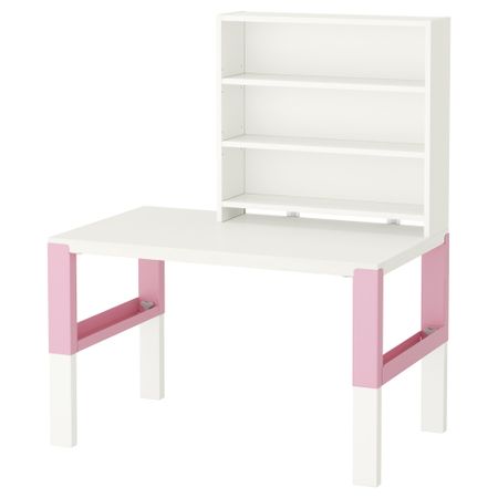 Письменн стол с полками ПОЛЬ, белый, розовый (96x58 см)