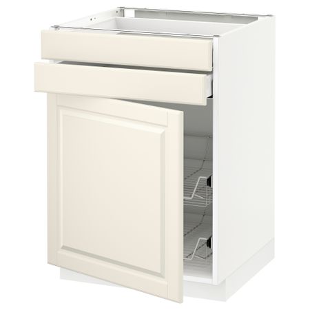 Напольный шкаф, дверца, 2 ящика, проволочных корзин МЕТОД / МАКСИМЕРА, белый, Будбин белый с оттенком