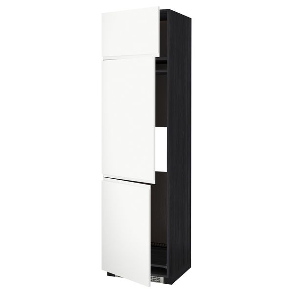 Высокий шкаф для холодильника или морозильника, с 3 дверями МЕТОД, черный, Воксторп белый - схема-чертеж с размерами