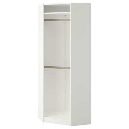 Гардероб угловой ПАКС, белый, Бергсбу матовое стекло