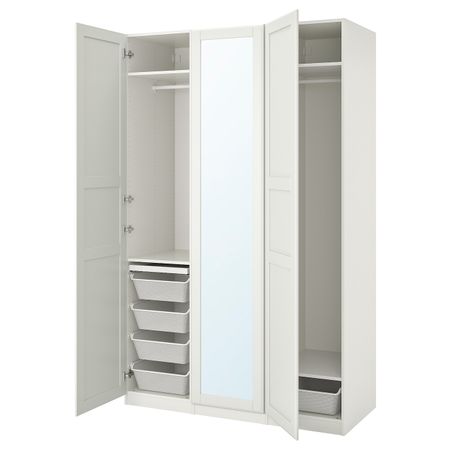 Гардероб, комбинация, белый/зеркальное стекло 150x60x236 см IKEA PAX ПАКС / TYSSEDAL ТИССЕДАЛЬ 893.207.34
