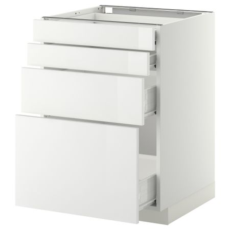 Напольный шкаф 4 фронтальных панели, 4 ящика МЕТОД / ФОРВАРА, белый, Рингульт белый