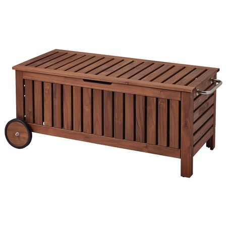 Садовая скамья с ящиком, коричневая морилка 128x57 см IKEA ÄPPLARÖ ЭПЛАРО 403.763.41