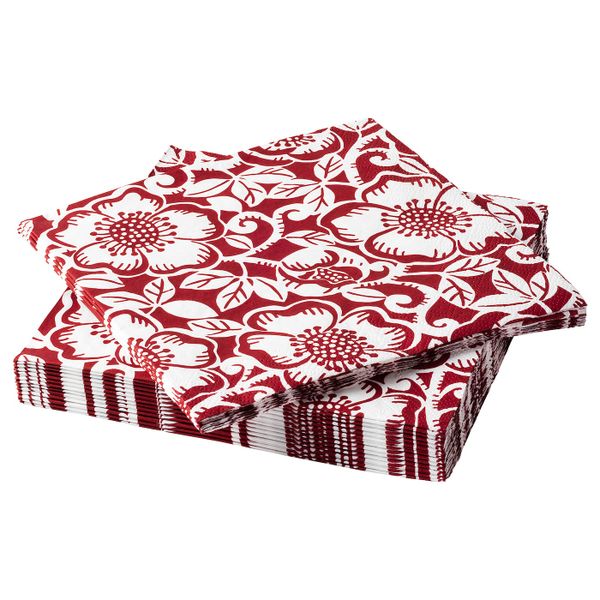 Салфетка бумажная, орнамент «рождественская роза» красный, белый 33x33 см IKEA VINTER 2020 ВИНТЕР 2020 504.725.73 - схема-чертеж с размерами