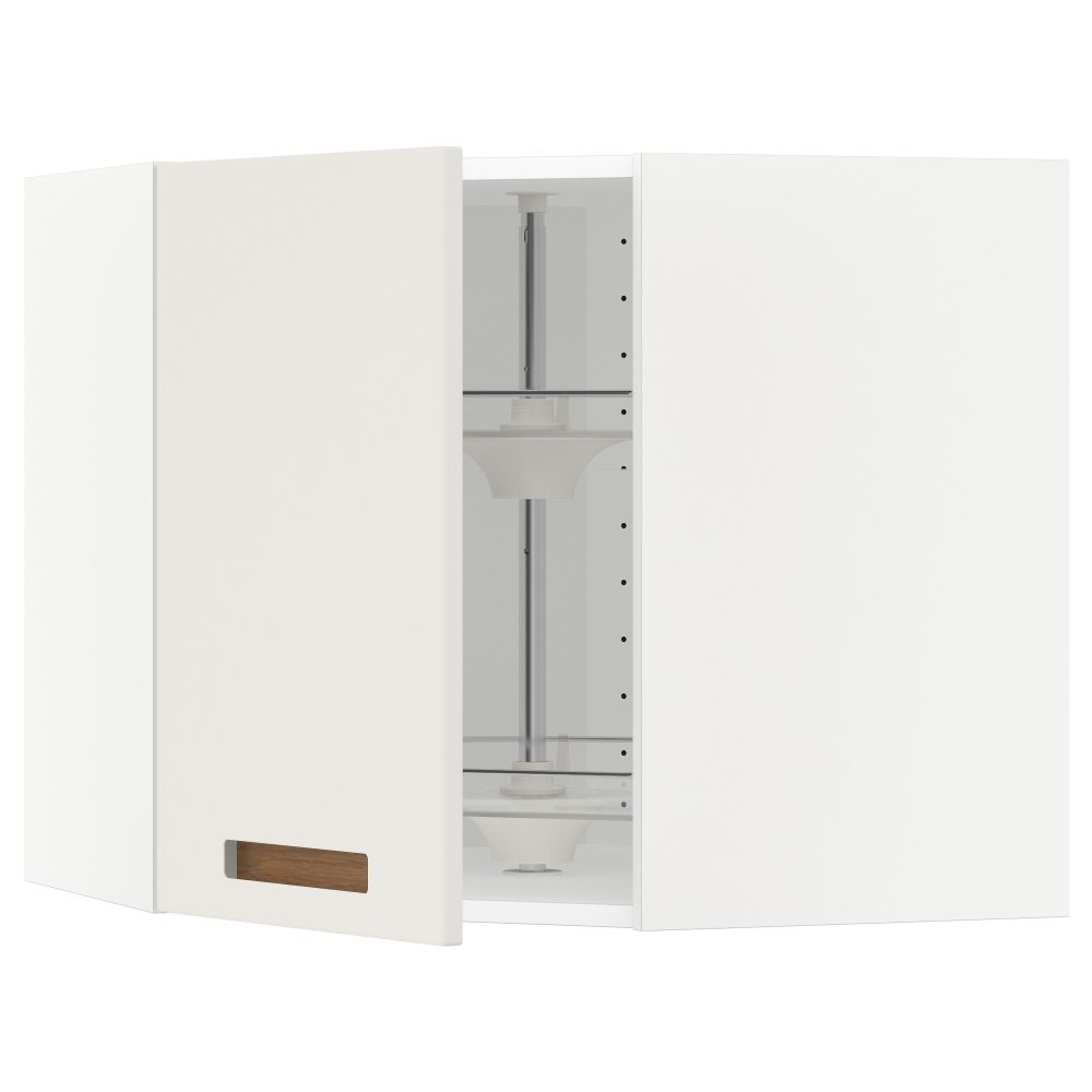 Угловой навесной шкаф с вращающейся секцией МЕТОД, белый, Мэрста белый - схема-чертеж с размерами