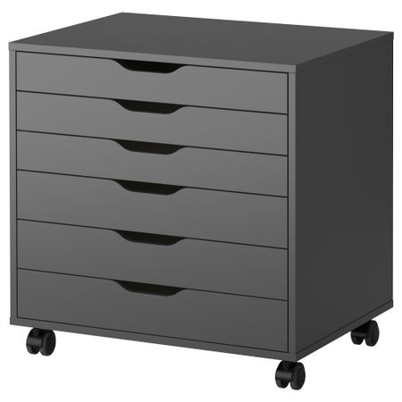 Тумба с ящиками на колесах АЛЕКС, серый (67x66 см)