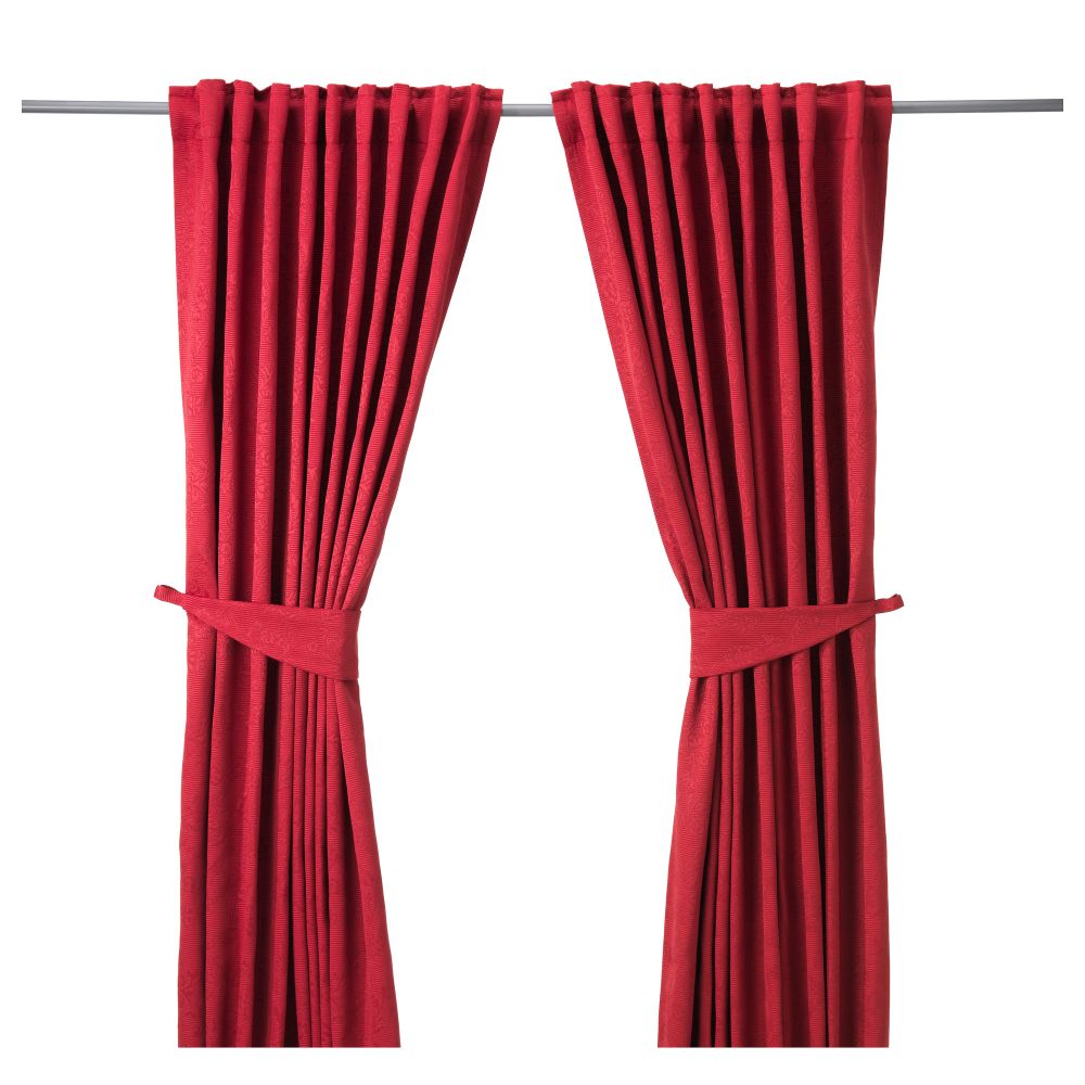Гардины с прихватом, 1 пара БЛЕКВИВА, красный (145x300 см) - фото 1