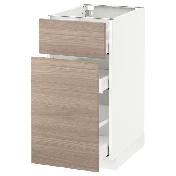 Напольный шкаф, выдвижной секцией, ящик МЕТОД / МАКСИМЕРА, белый, Брокхульт светло-серый - схема-чертеж с размерами