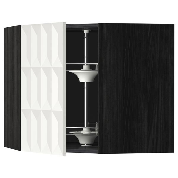 Угловой навесной шкаф с вращающейся секцией МЕТОД, черный, Гэррестад белый - схема-чертеж с размерами