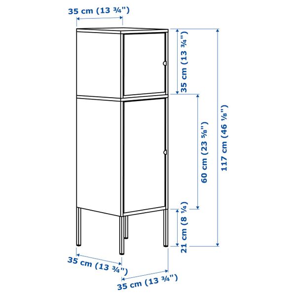 Комбинация для хранения, красный, оранжевый 35x117 см IKEA ЛИКСГУЛЬТ 392.440.40 - схема-чертеж с размерами