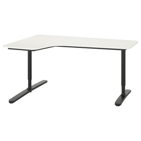 Угловой письменный стол левый, 160x110 см, белый, черный IKEA BEKANT БЕКАНТ 090.064.08