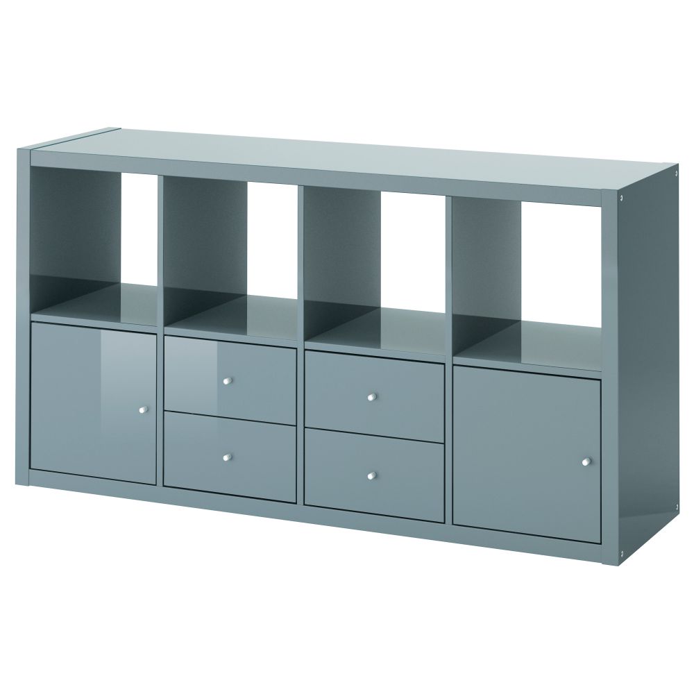 Стеллаж с 4 вставками КАЛЛАКС, глянцевый серо-бирюзовый (77x147 см) - фото 1