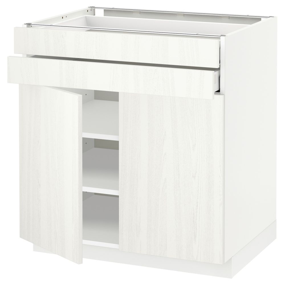 Напольный шкаф, 2 дверцы, 2 ящика МЕТОД / МАКСИМЕРА, белый, Росдаль белый - схема-чертеж с размерами