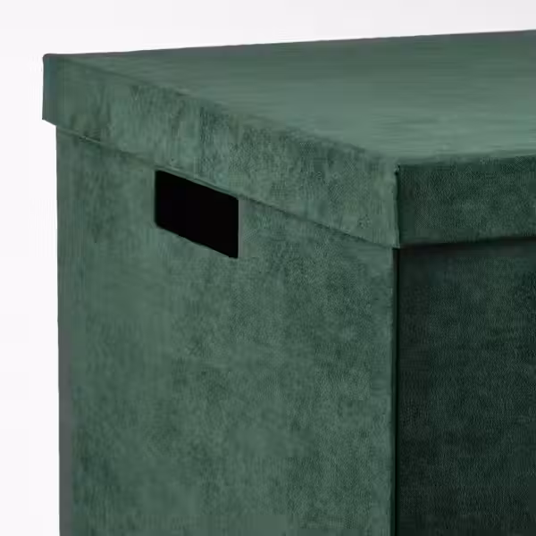 GJÄTTA ГЭТТА Коробка с крышкой - бархат темно-зеленый 32x35x32 см - фото 8