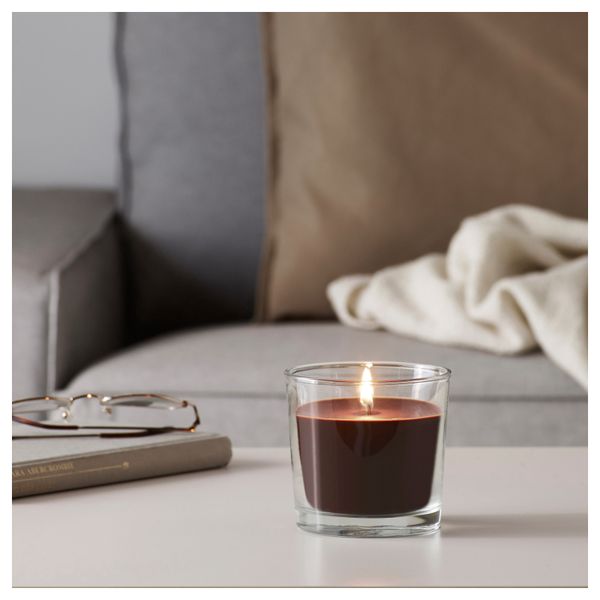 Ароматическая свеча в стакане СИНЛИГ, коричневый (9 см) - схема-чертеж с размерами