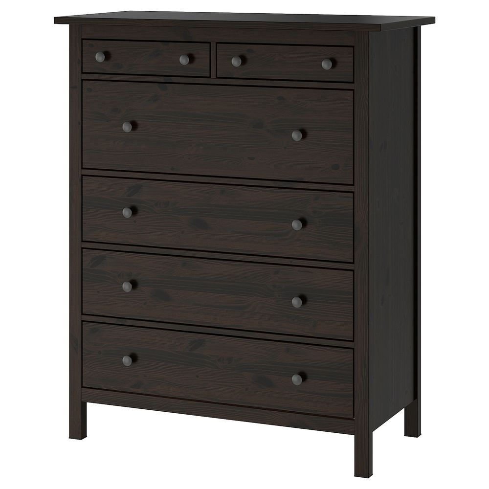 Комод с 6 ящиками, черно-коричневый 108x131 см IKEA HEMNES ХЕМНЭС 003.684.37 - фото 1