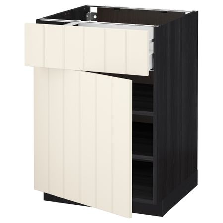 Напольный шкаф с ящиком, дверью МЕТОД / МАКСИМЕРА, черный, Хитарп белый с оттенком