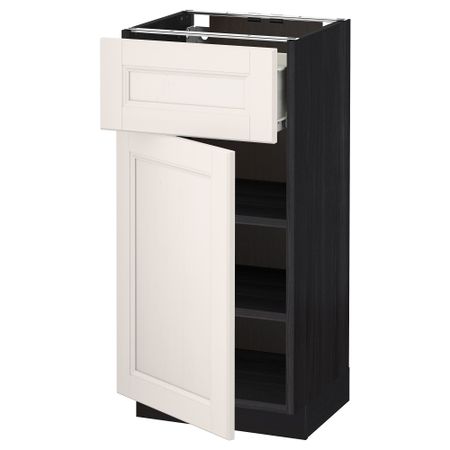 Напольный шкаф с ящиком, дверью МЕТОД / ФОРВАРА, черный, Лаксарби белый