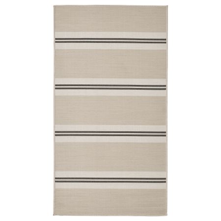 Ковер безворсовый, для дома, улицы, белый, бежевый, темно-серый, 80x150 см IKEA VIRKLUND 005.179.46